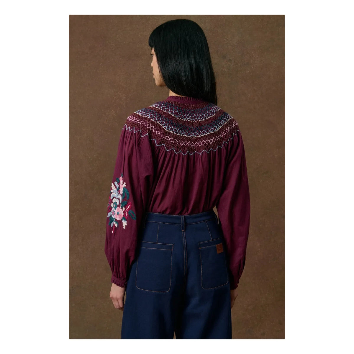 Louise Misha - Pal Organik Pamuk Bluz | Bordo