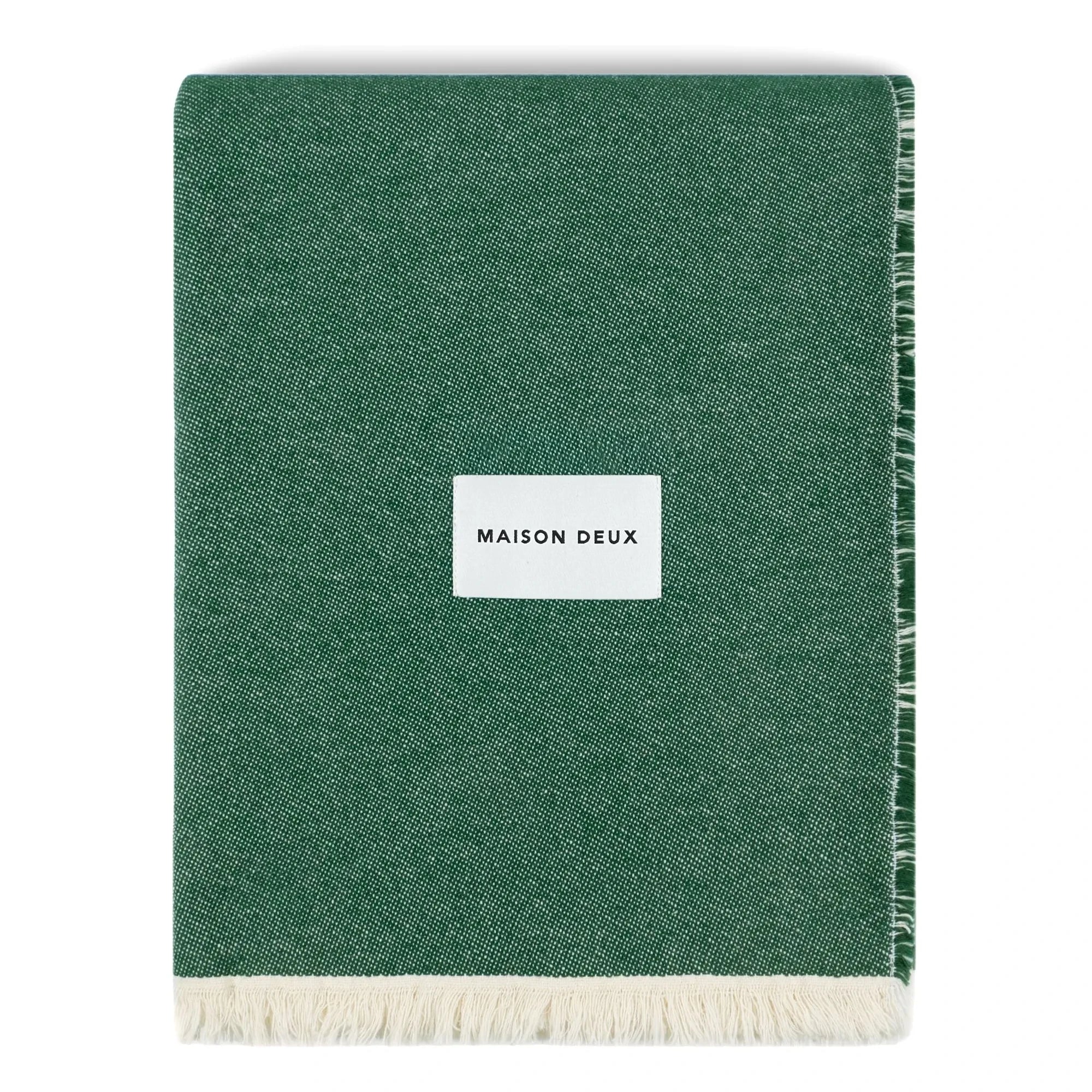 Maison Deux - Checked cotton blanket | Dark green