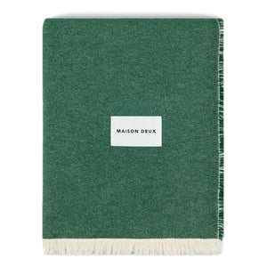 Maison Deux - Checked cotton blanket | Dark green