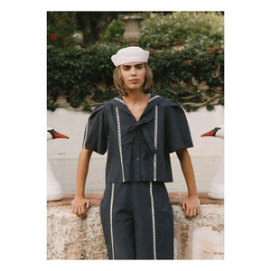 The Tiny Big Sister - Blusa de Algodón Sailor | Azul Marino