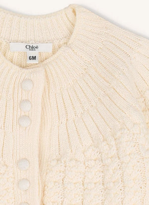 Chloé - Cardigan per neonato in cotone biologico | Chalk