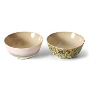 HKliving - Taş seramik kaseler - 2'li set | Pembe
