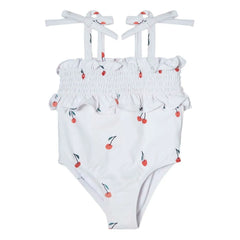 Tocoto Vintage - Cerises Froncé Badeanzug | Weiß