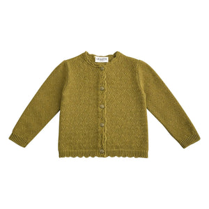 Lililotte - Pointelle Victoire Organic Cotton Cardigan | Olive