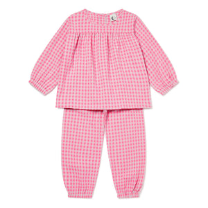 Sleepy Doe - Gingham Seersucker Bio-Baumwollpyjama | Rosa