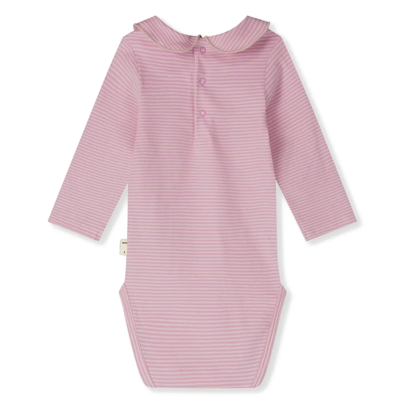 Gray Label - Body de algodón orgánico a rayas con cuello Claudine | Rosa