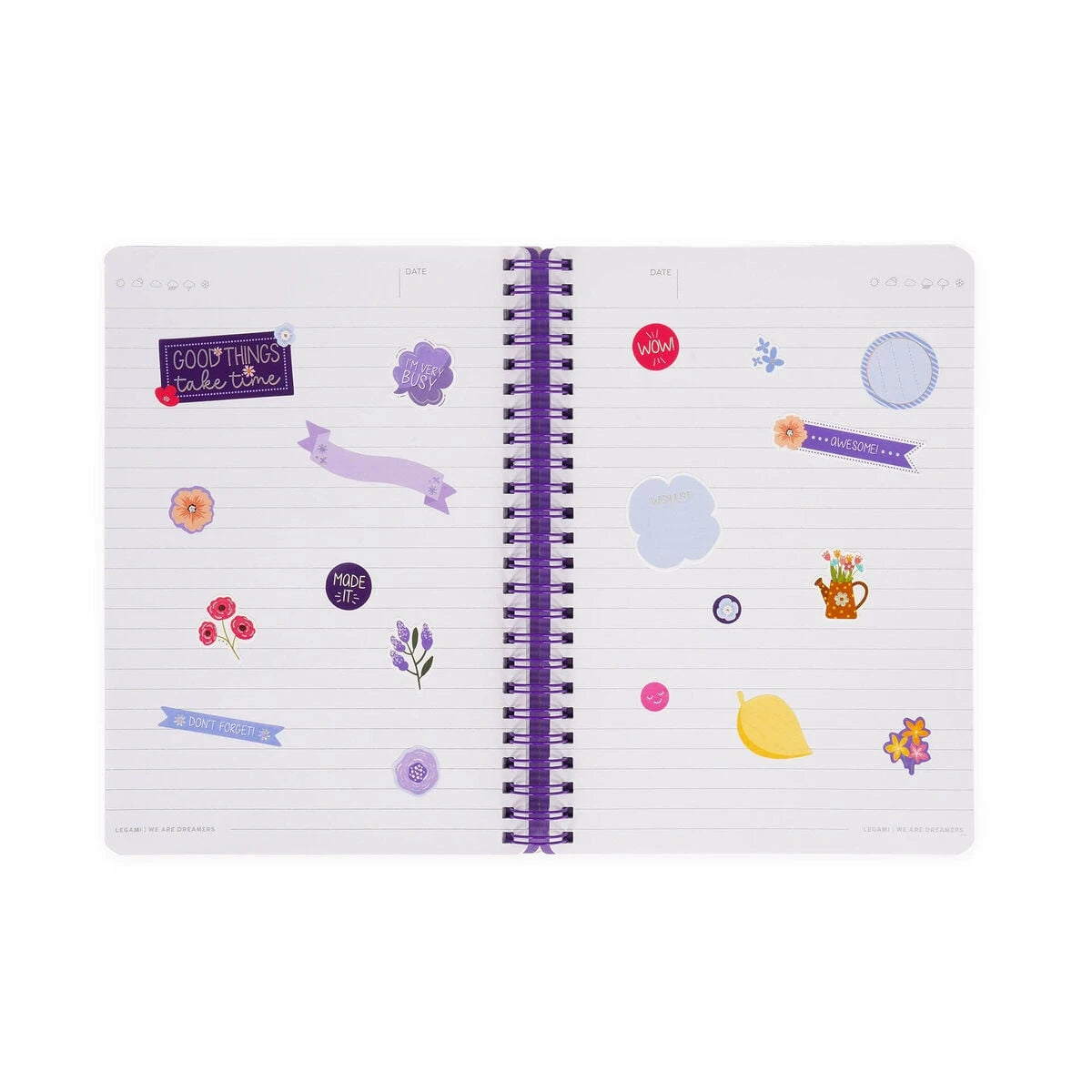 Legami - A5 Lined Notebook with Illustrated Hard Cover - Flowers - Jotter - Spiral-Bound