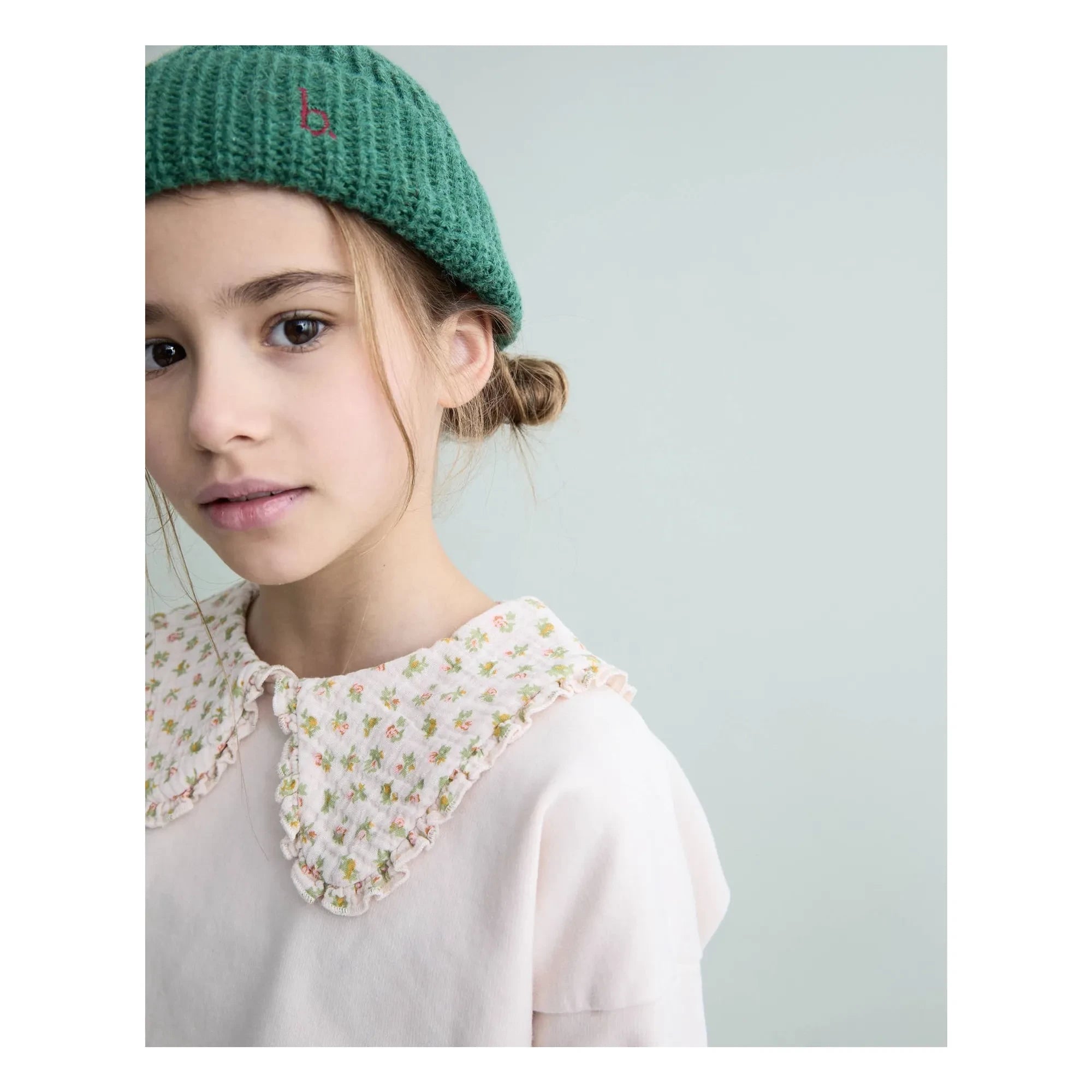 Búho - Organik Pamuk Cottage Çiçekli Claudine Yakalı Sweatshirt | Açık Pembe