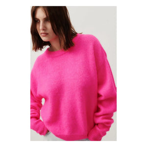 American Vintage - Vitow Jersey de cuello barco de alpaca y lana | Rosa flúor