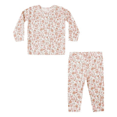 Quincy Mae - Bambus-Blumenpyjama | Elfenbein