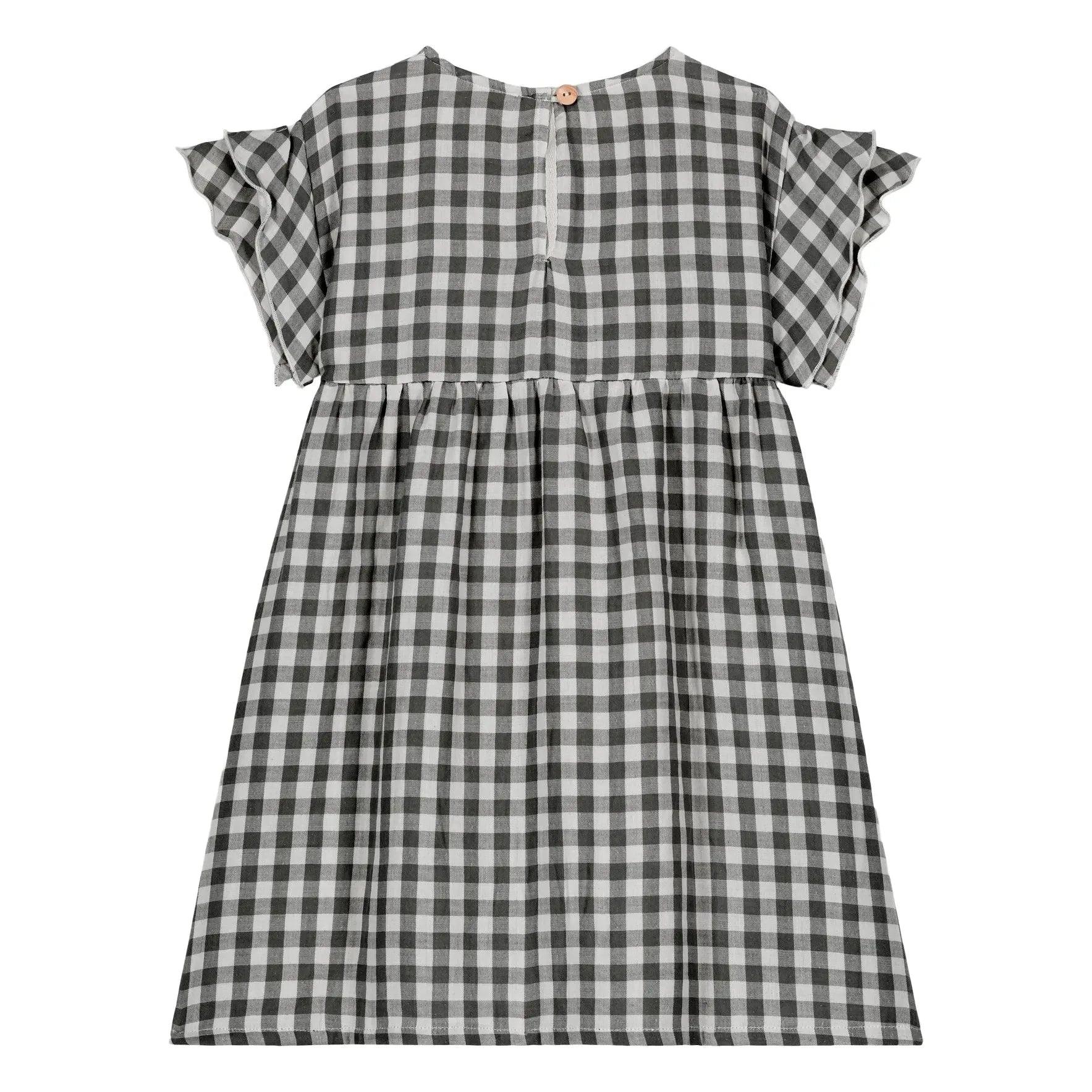 Studio Bohème - Cousine Vichy Bio-Baumwoll-Musselin-Kleid | Schwarz