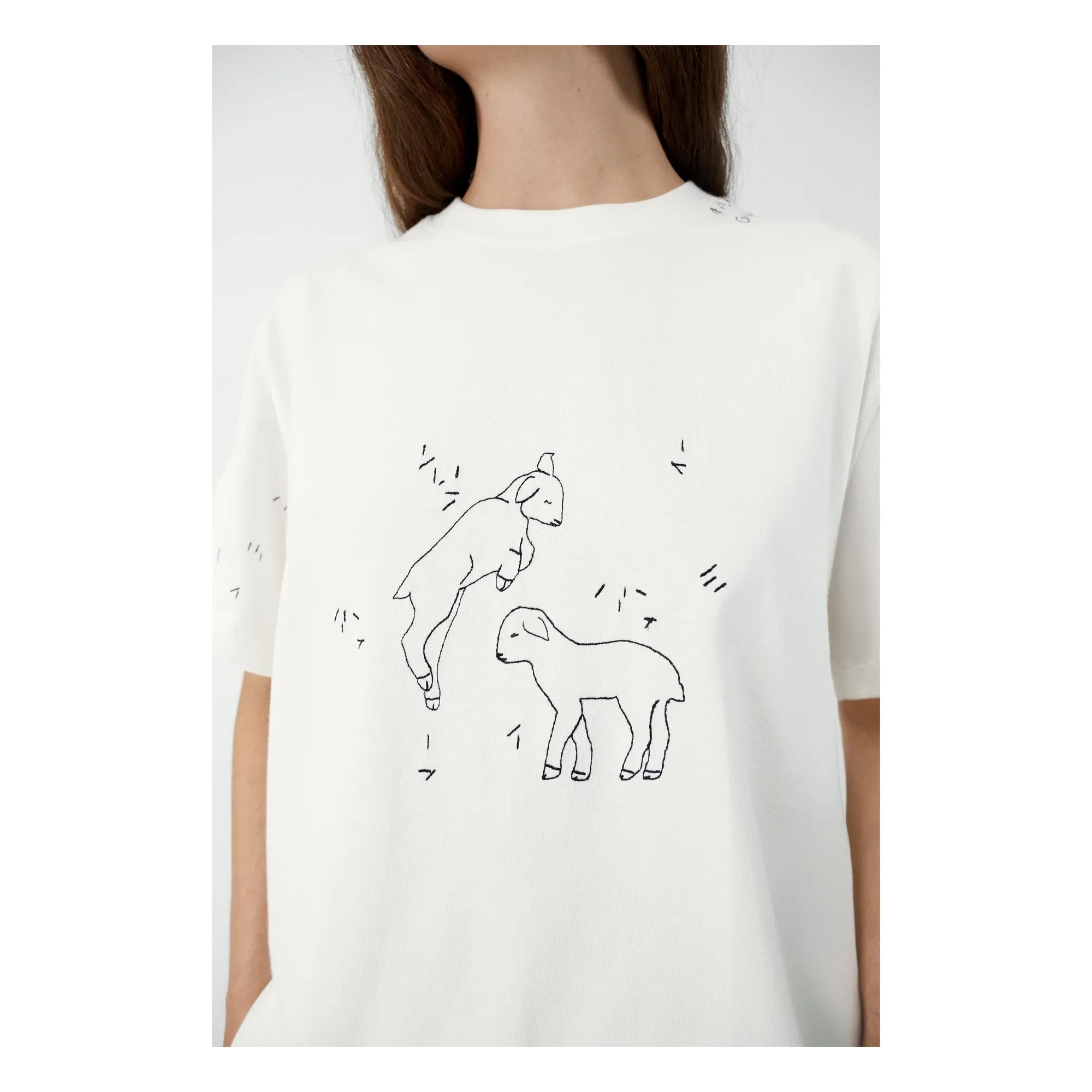 Cordera - Organisches Baumwoll-T-Shirt mit Stickerei | Weiß