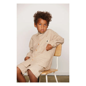 Mini Rodini - Organic Cotton Poplin Striped Shorts | Brown