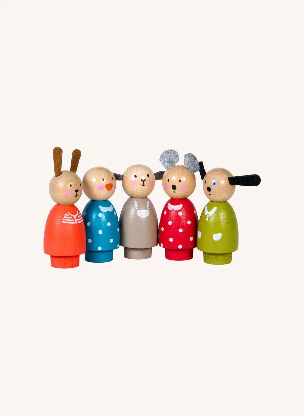 Moulin Roty - 5 Ahşap Figürlük Set - Büyük Aile