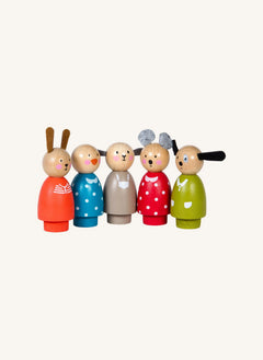 Moulin Roty - 5 Ahşap Figürlük Set - Büyük Aile