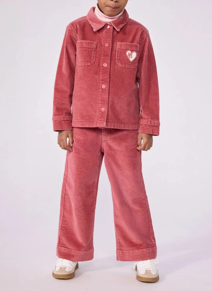 Petit Bateau - Organik Pamuklu Kadife Bol Paça Pantolon | Kırmızı