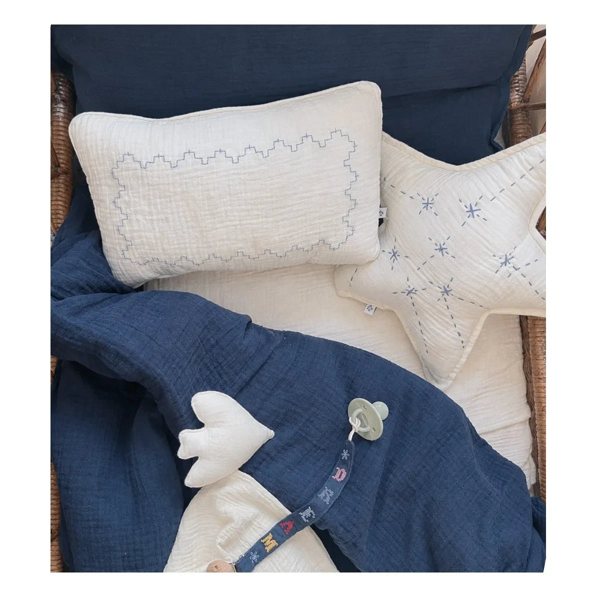 Editions Aimable - Camille embroidered frieze cushion | Ivory Gauze