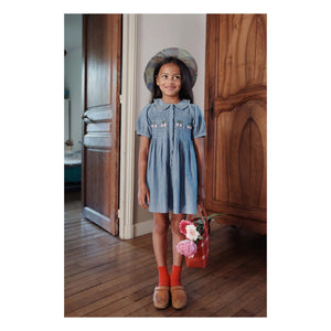 Emile et Ida - Smock-Kleid aus blauem Chambray