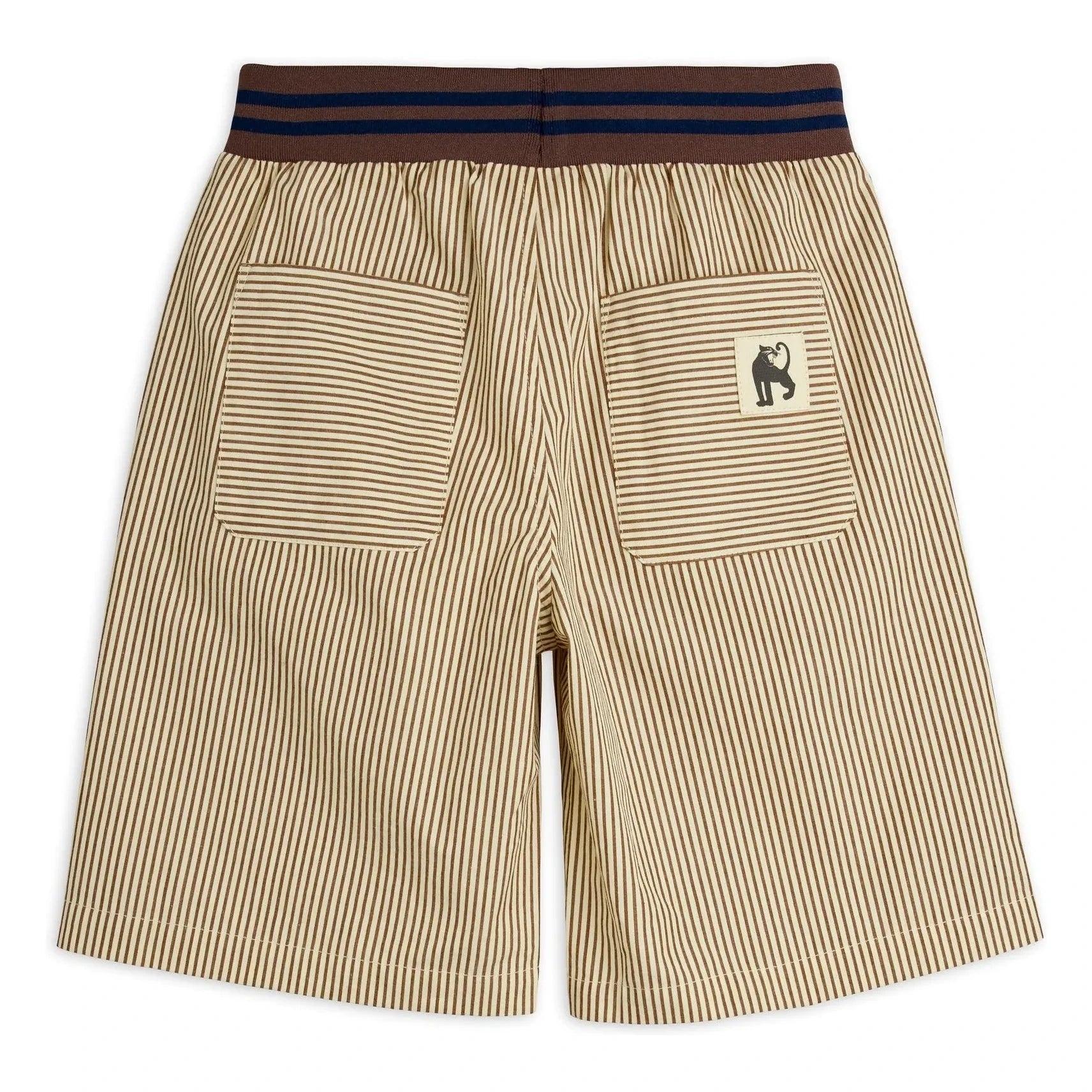 Mini Rodini - Organic Cotton Poplin Striped Shorts | Brown