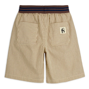 Mini Rodini - Organic Cotton Poplin Striped Shorts | Brown