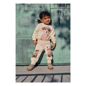 Molo - Simeon Cats Organic Cotton Joggers | White