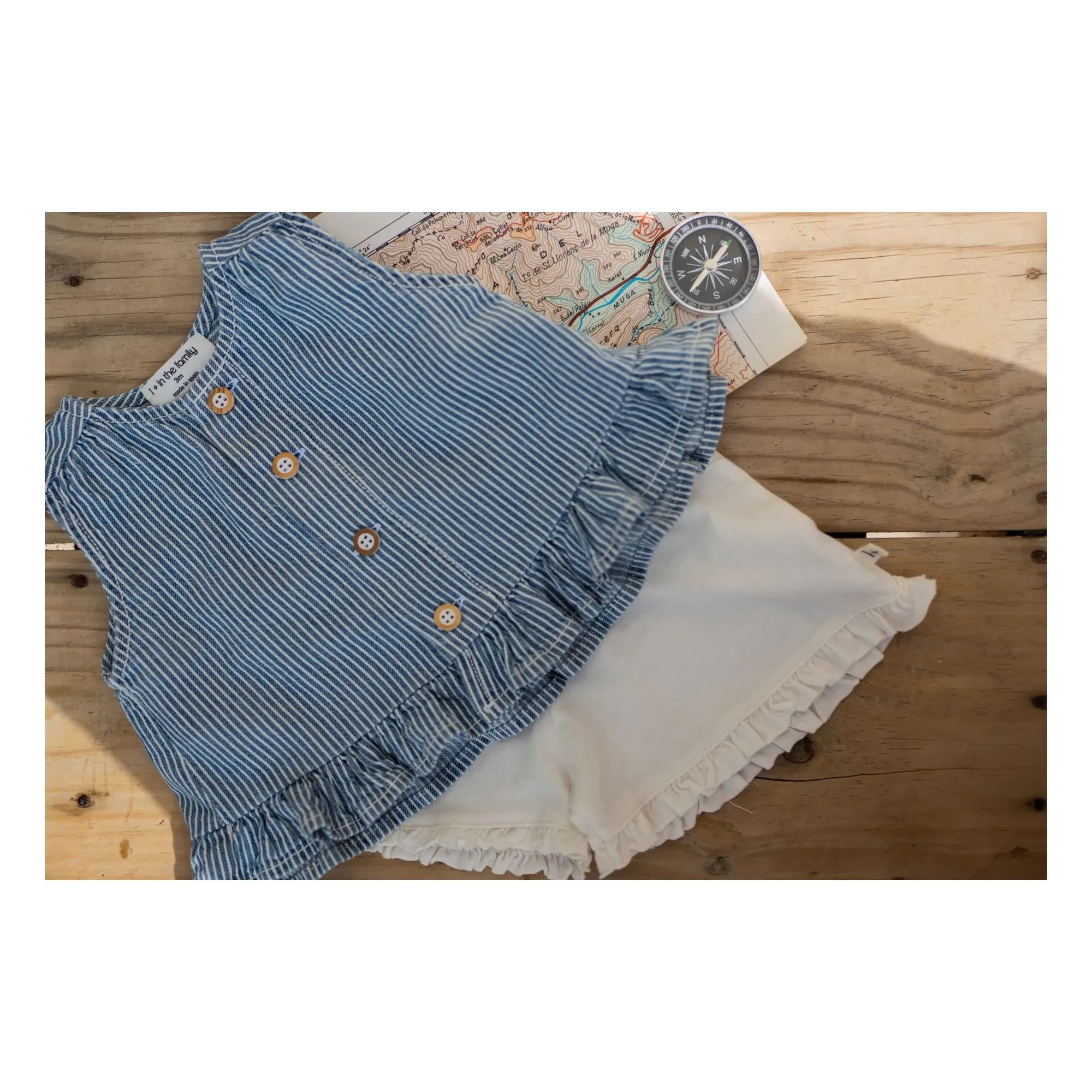 1+ in the family - Alcudia Çizgili Denim Bluz Organik Pamuk | Açık Mavi