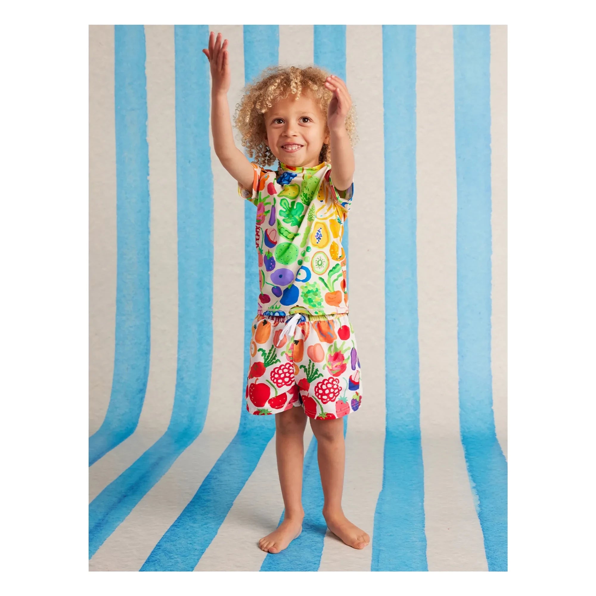 Halcyon Nights - Früchte Recyceltes Faser UV-Schutz Badeshirt | Ecru