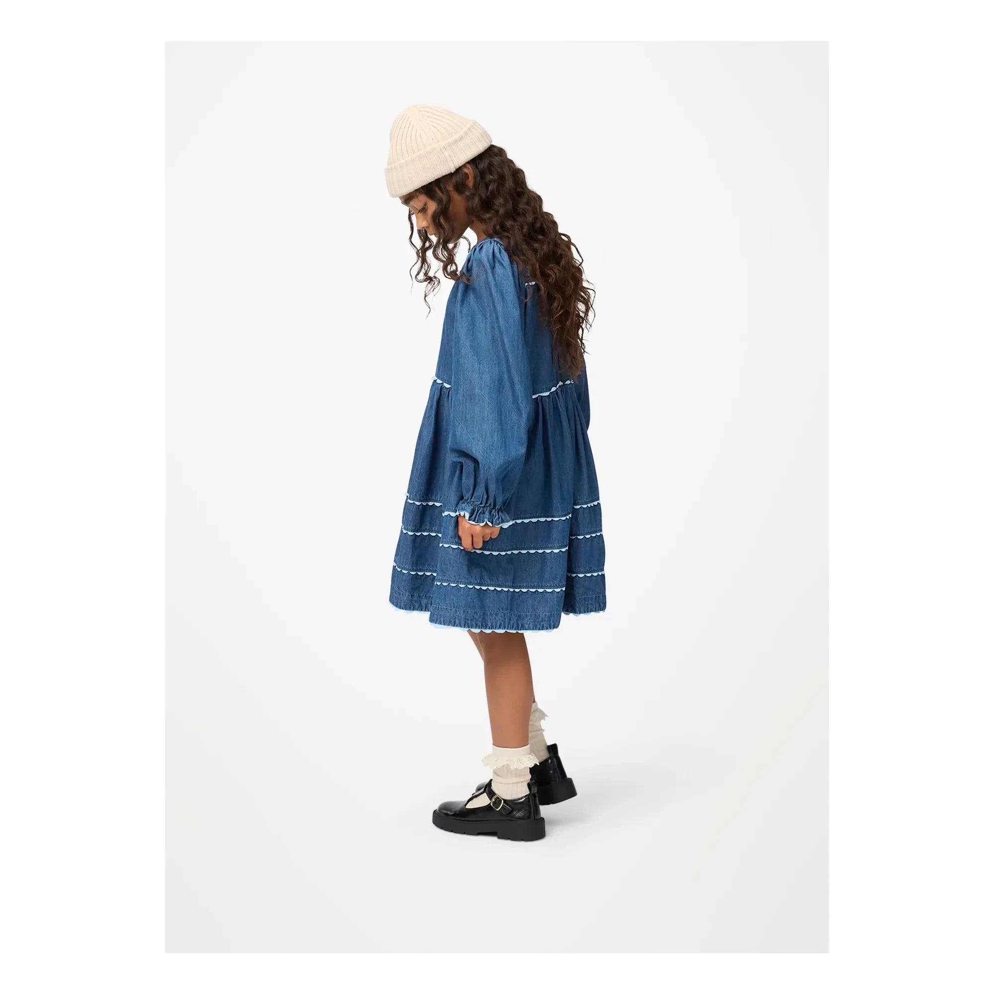 Molo - Caren Denim Organik Pamuk Dantel Elbise | Lacivert