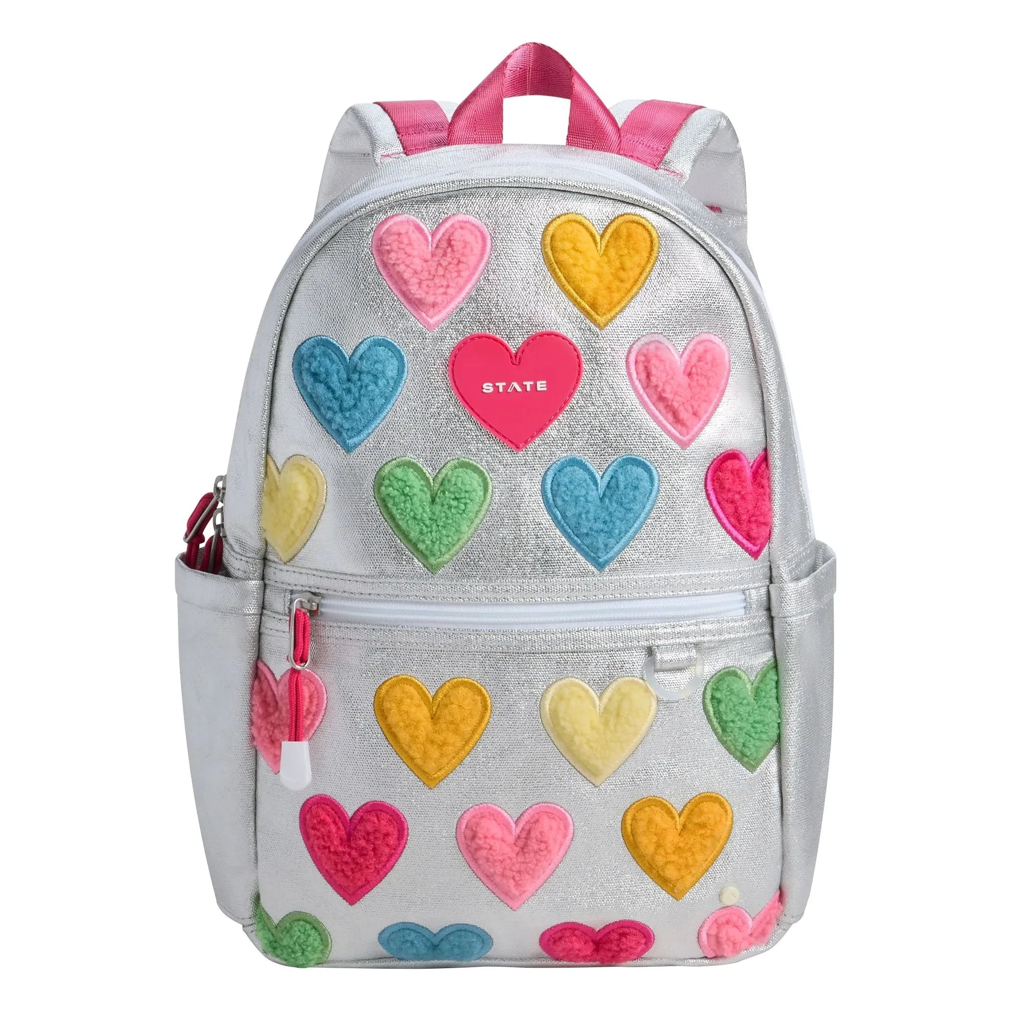 State Bags - حقيبة ظهر Mini Kane Iridescent Hearts | رمادي
