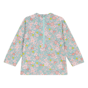 Petit Bateau - Camiseta de baño con protección UV para bebé Fleuri | Turquesa