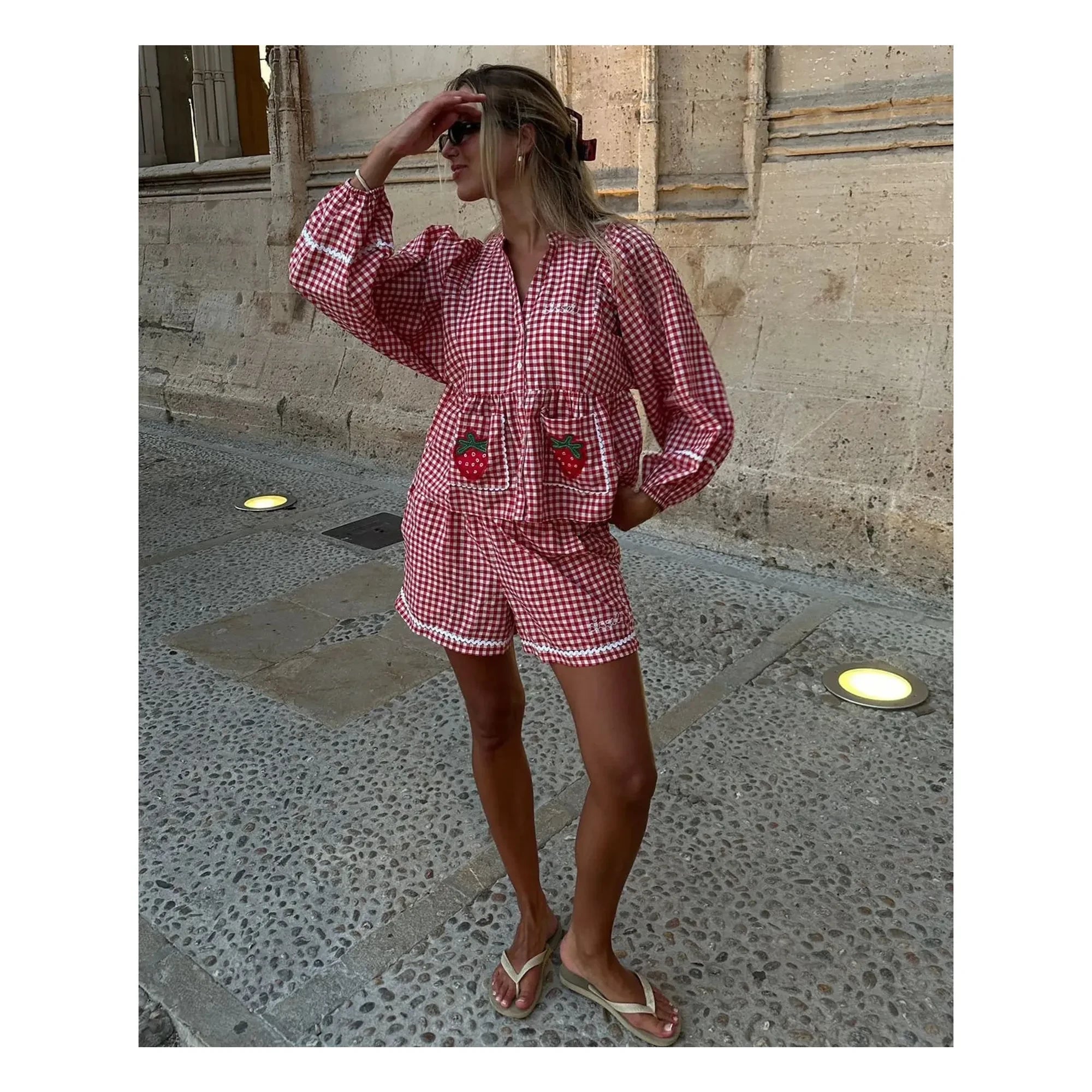 SISSEL EDELBO - Bobbie Checked Top | Red