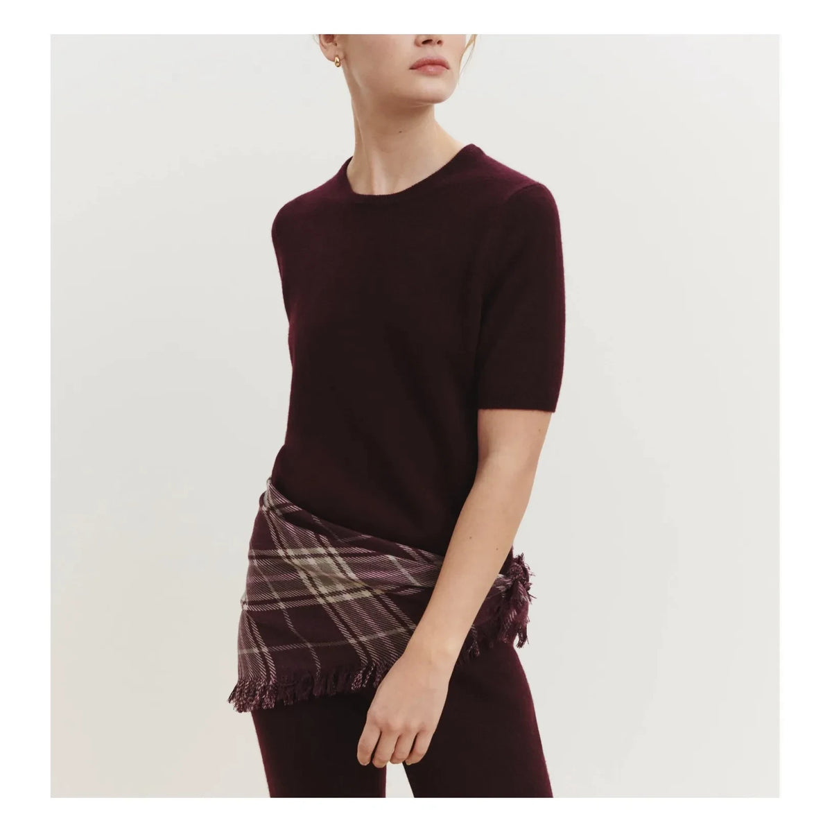 Bompard - Swann تارتان شال كشمير صغير | Garnet