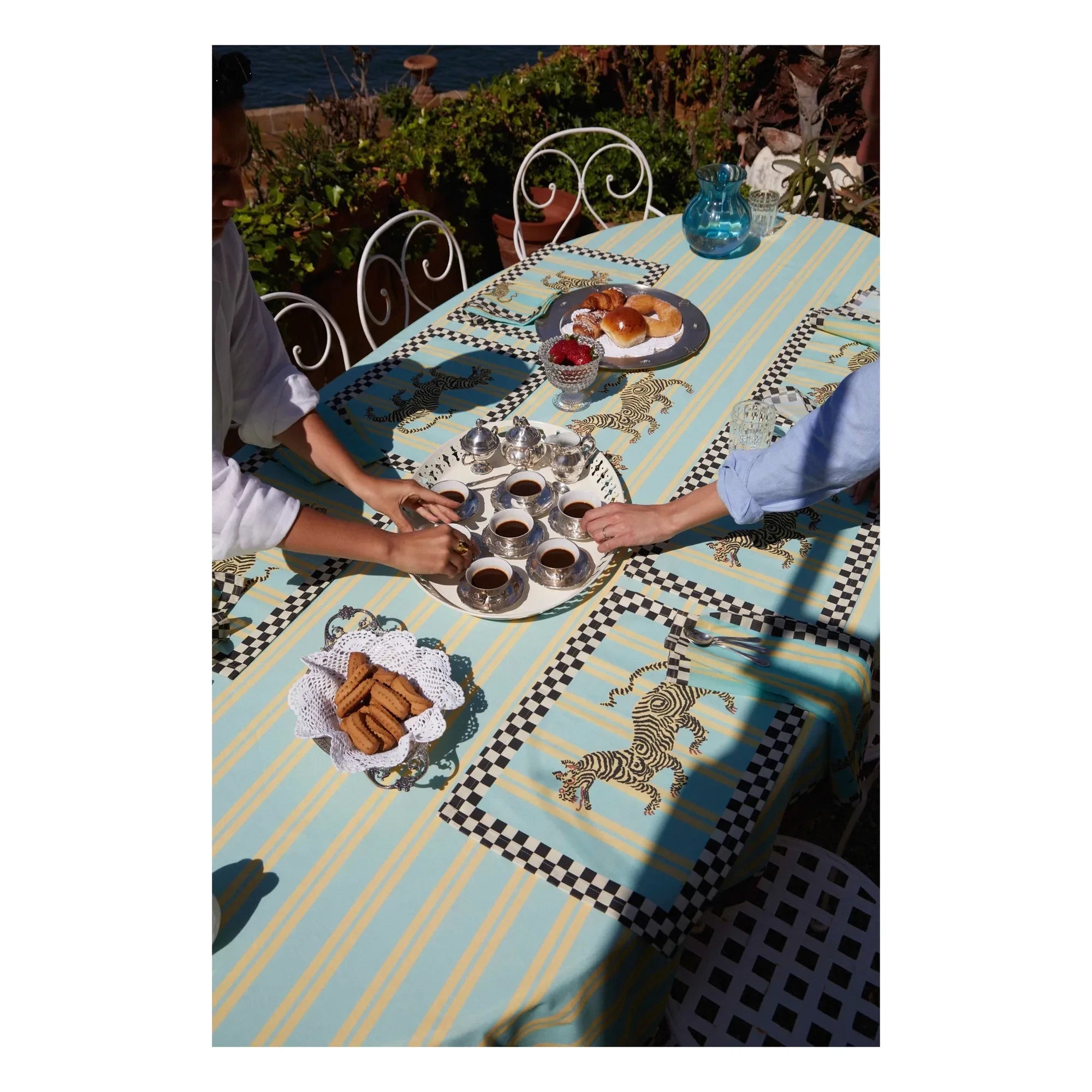 Lisa Corti - Tiger cotton placemat, Lisa Corti x The Socialite Family | Turquoise