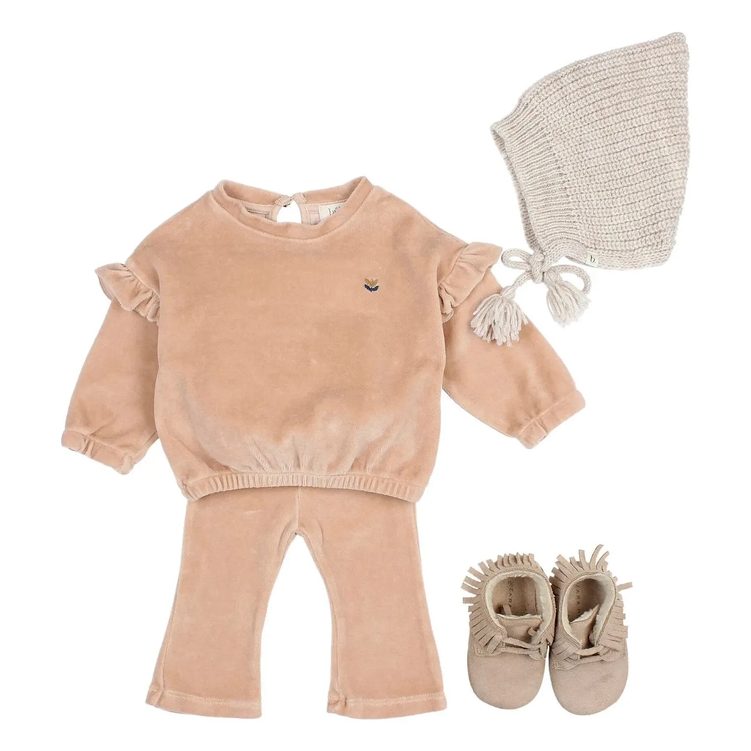 Búho - Bio-Baumwoll-Samt-Sweatshirt | Rosa