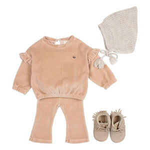 Búho - Bio-Baumwoll-Samt-Sweatshirt | Rosa
