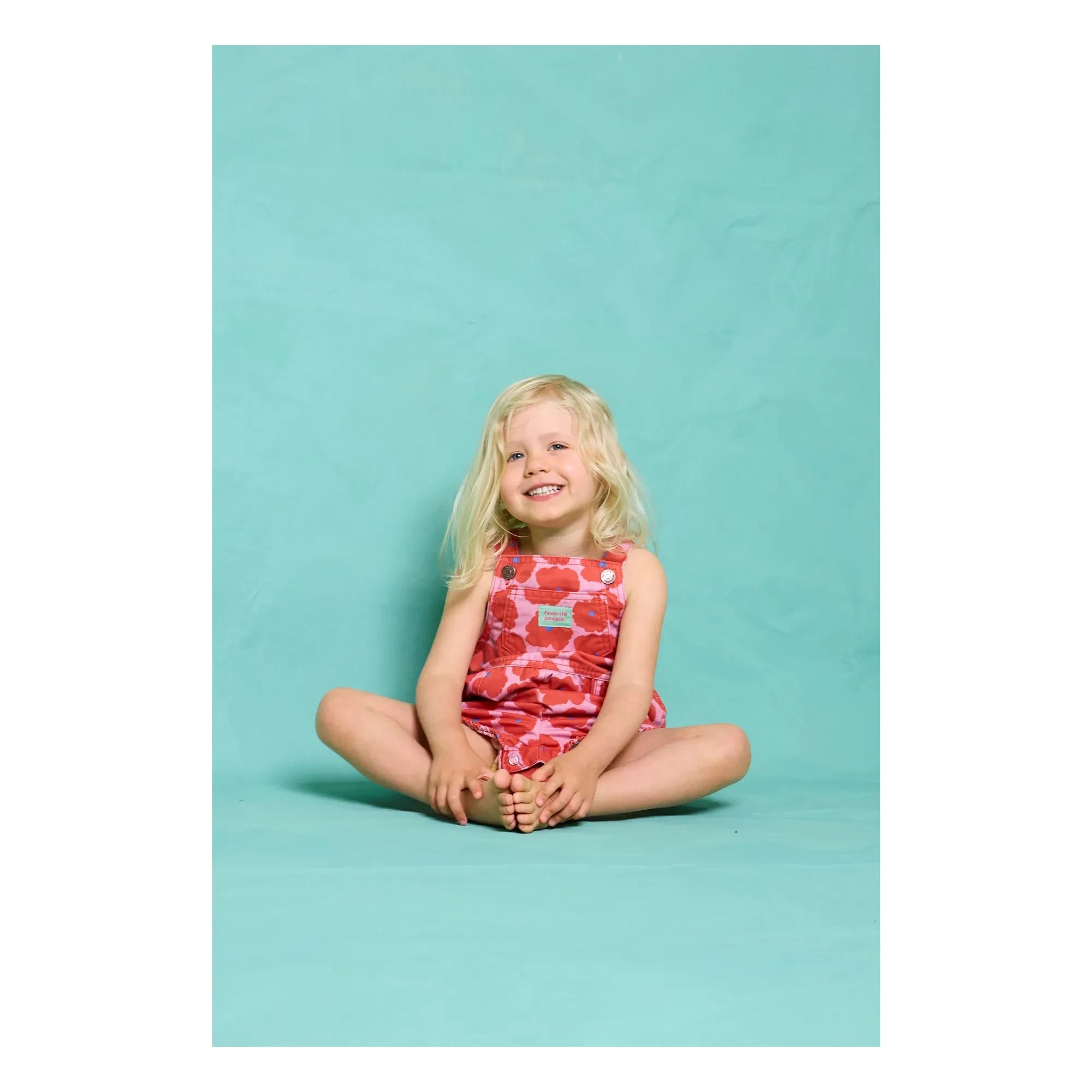 Favorite People - Napoli Geblümter Overall-Short | Rot