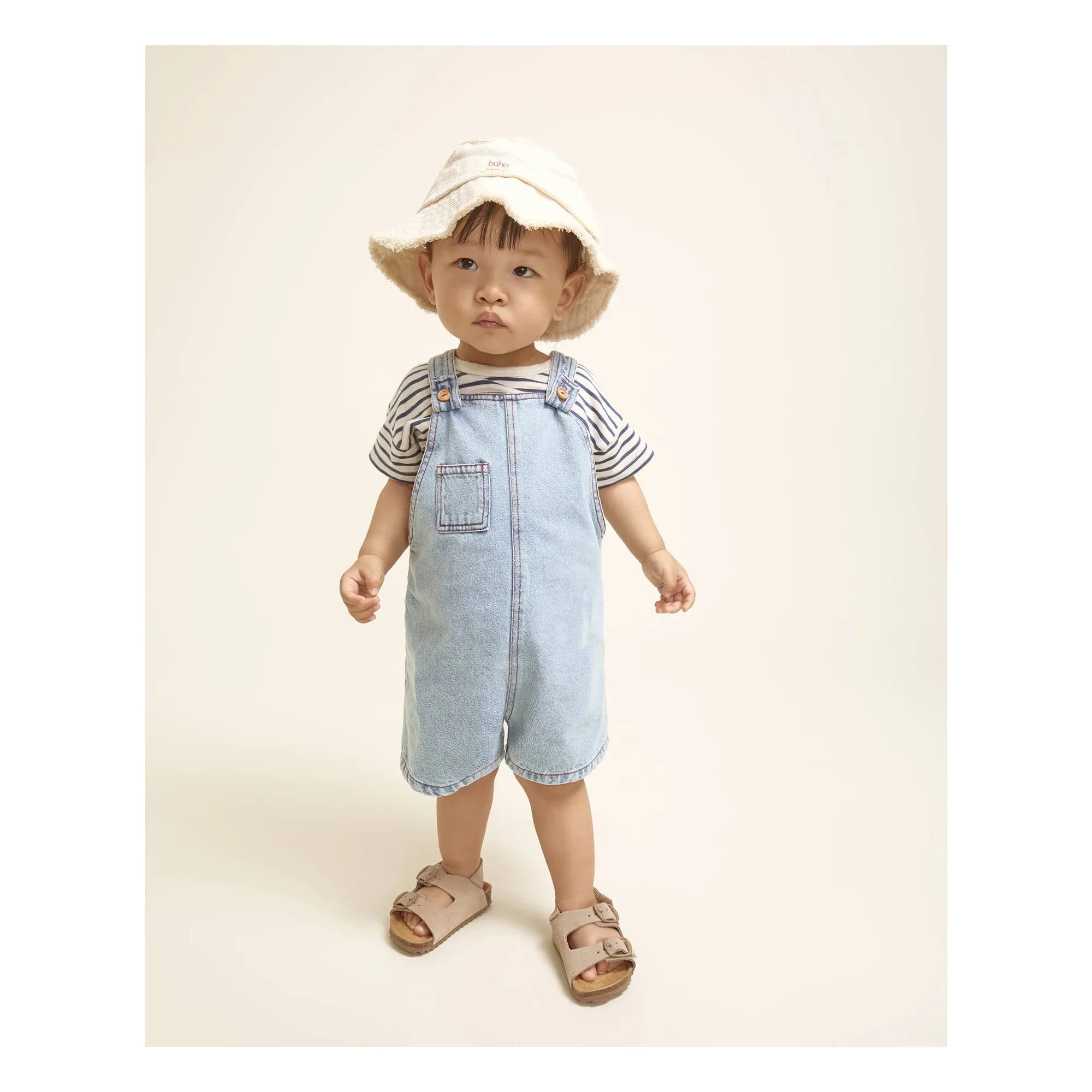Búho - Gestreifte Gelato Bio-Baumwolle Baby T-Shirt | Marineblau