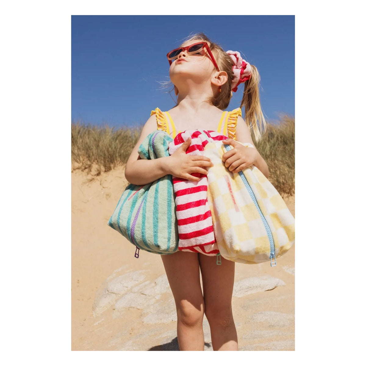 Jera Mini - Striped Towel Cosmetic Bag | Light blue