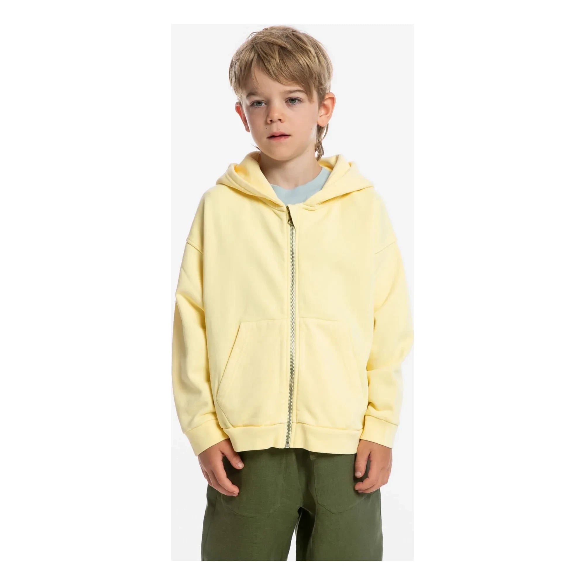 Matona - Organik pamuklu kapüşonlu fermuarlı sweatshirt | Soluk sarı