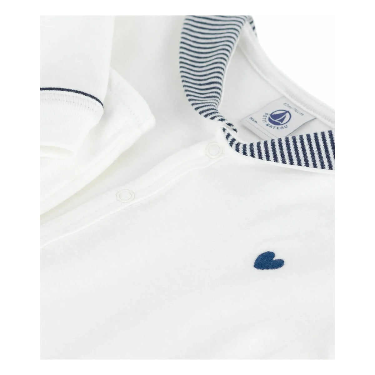 Petit Bateau - Striped Collar Organic Cotton Pajamas | White