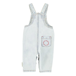 Piupiuchick - Peace Baby Denim Dungarees | Yıkanmış mavi