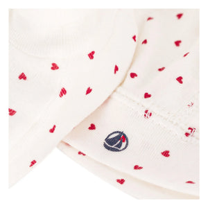 Petit Bateau - Organic Cotton Heart Beanie and Bootie Set | Ecru