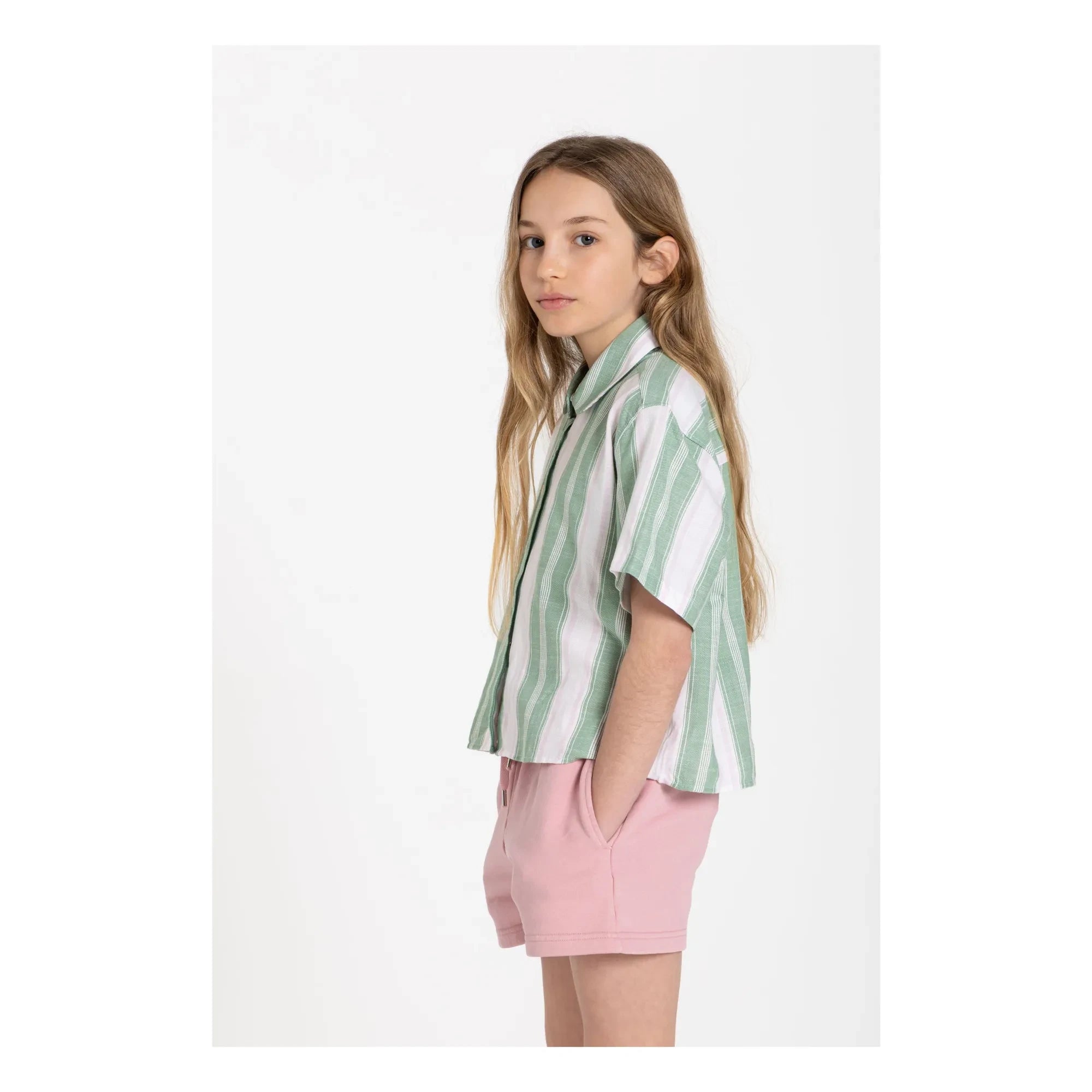 Smallable Kid - Sawyer Çizgili Gömlek | Mint Yeşili