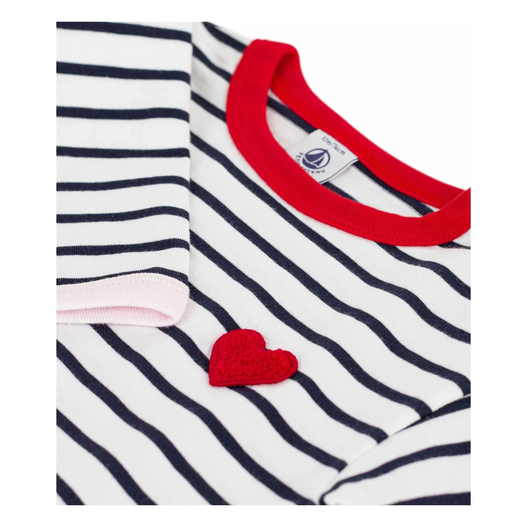 Petit Bateau - Marinière Kalp Tişört | Beyaz