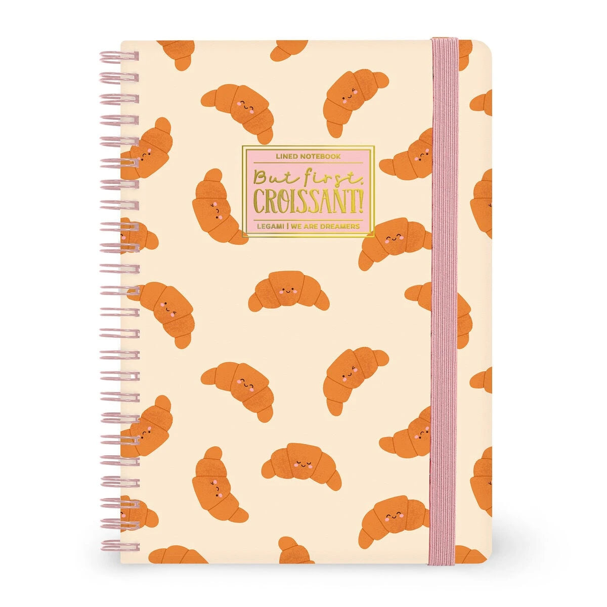 Legami - Çizgili A5 Defter - Resimli Sert Kapak - Kruvasan - Spiralli