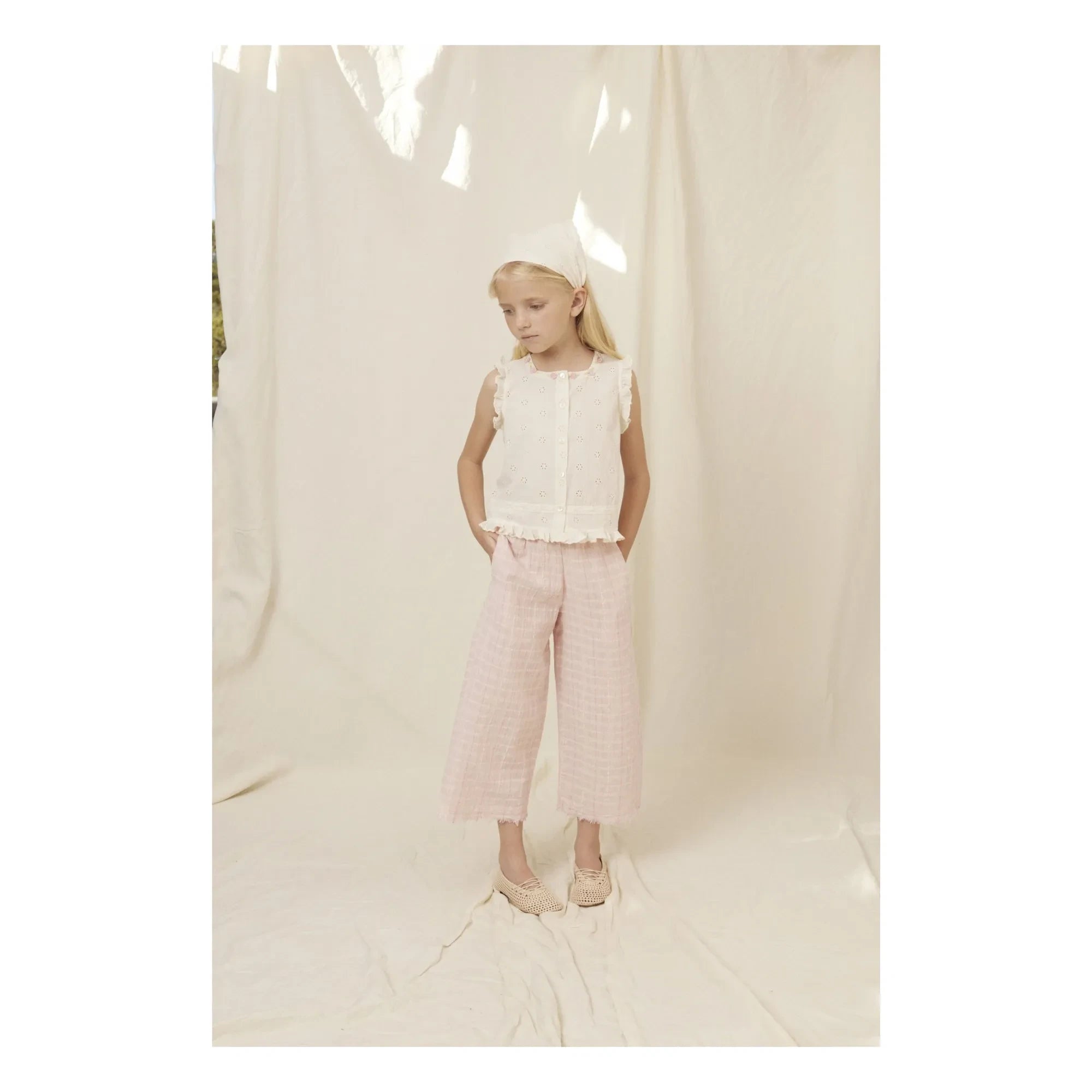 Bebe Organic - Emma Kareli Pantolon | Soluk Pembe