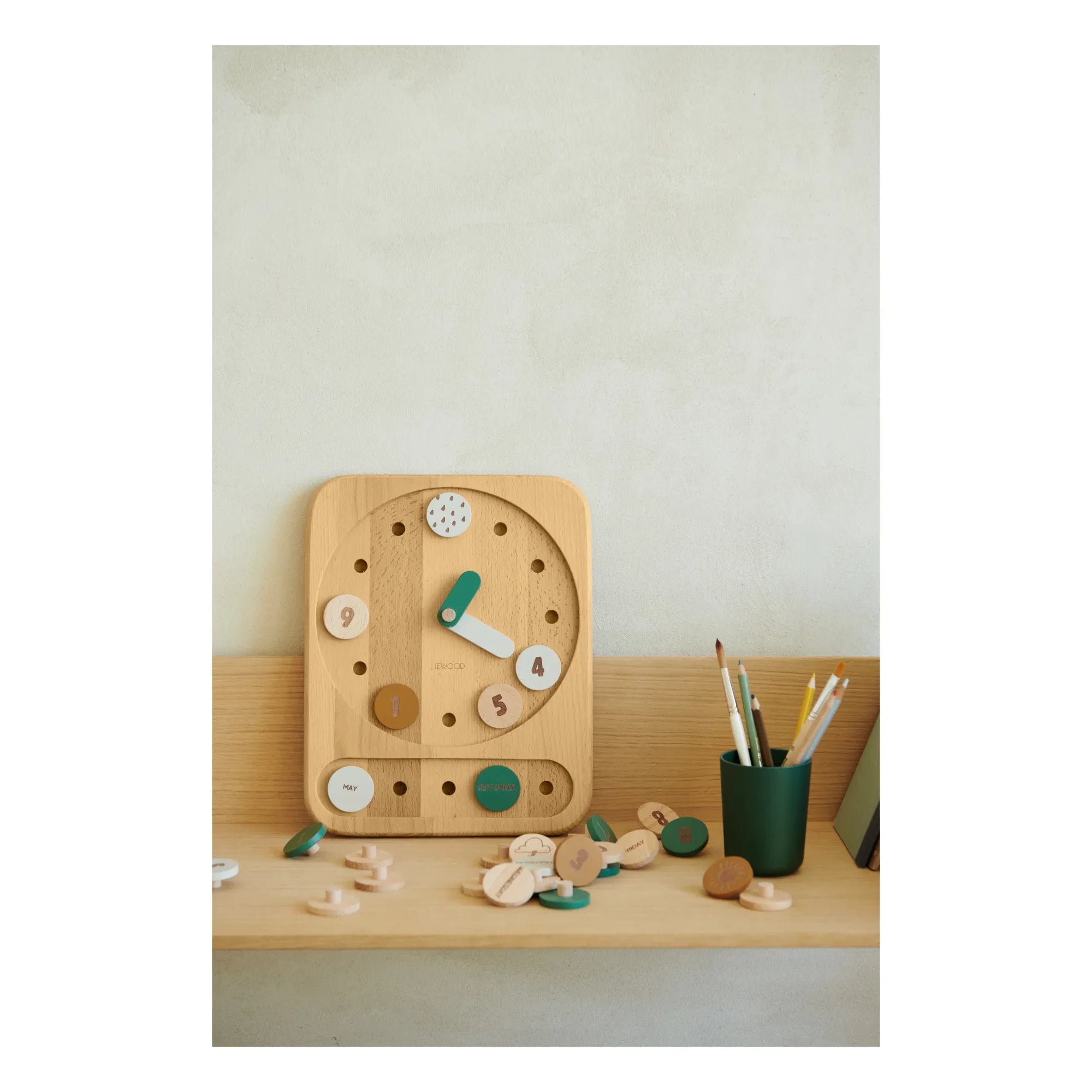 Liewood - Yelena Wooden Learning Clock | Green