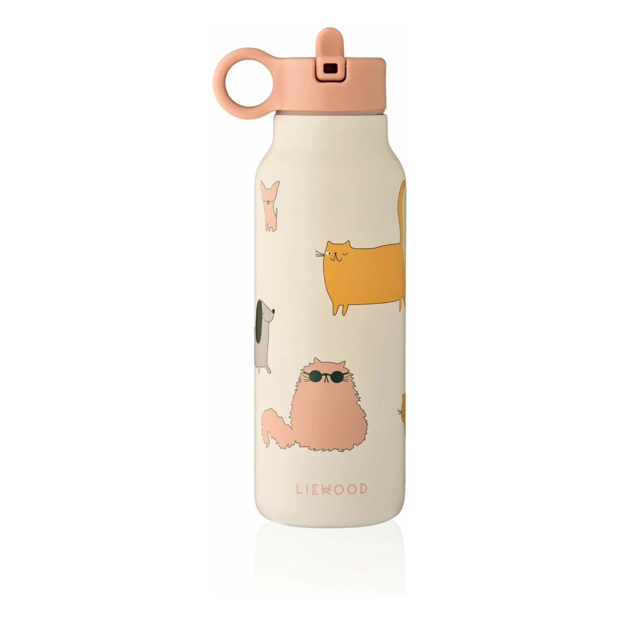 Liewood - Falk paslanmaz çelik su şişesi - 350 ml | Cats and Dogs/Sandy