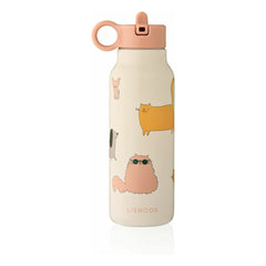 Liewood - Falk paslanmaz çelik su şişesi - 350 ml | Cats and Dogs/Sandy