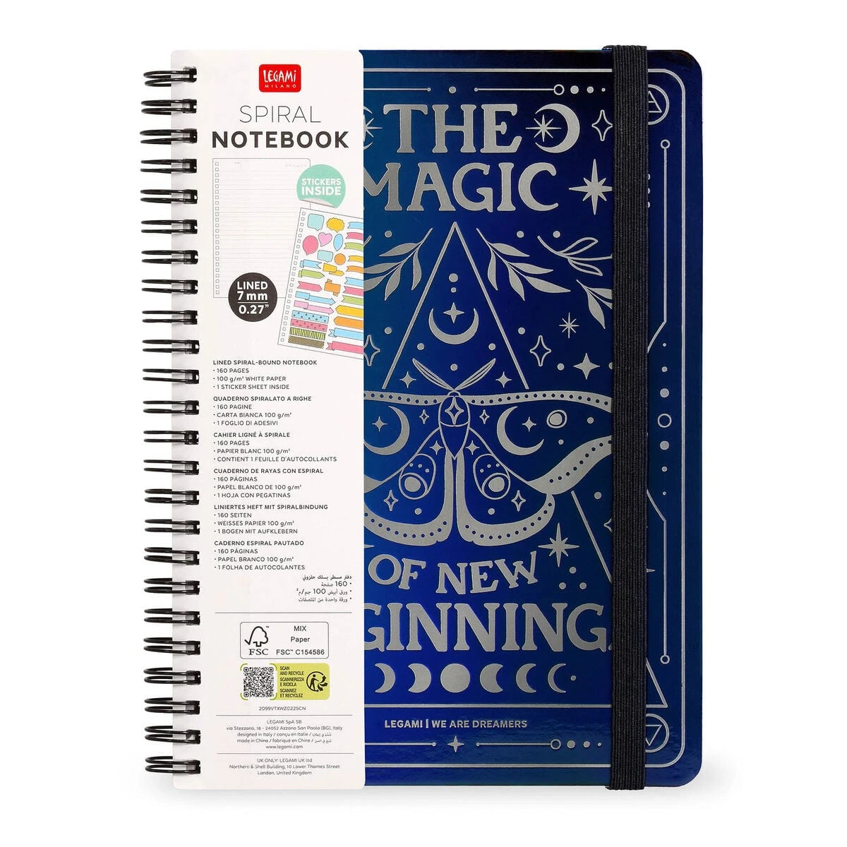 Legami - Illustrated Hard Hülle mit A4 Lined-Notizbuch - Moth - Jotter - Spiral-Bound